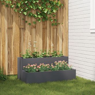 Berkfield Home Garden Planter 2-Tier 100x60x45 cm Anthracite Plastic | Size: 100 x 60 x 45 cm