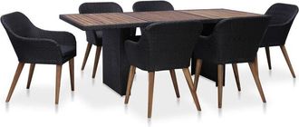 vidaXL Juego De Comedor De Jard&iacute;n 7 Piezas Rat&aacute;n Sint&eacute;tico Negro Vidaxl