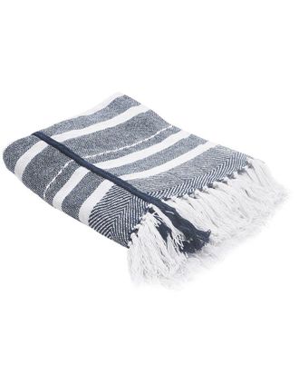 LR Home Lr Home Horizontal Striped And Textured Throw Blanket With Fringe