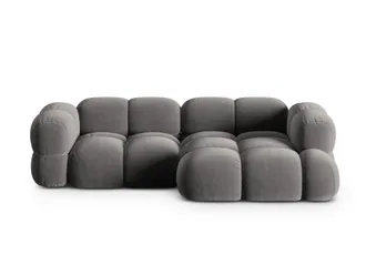 Cosmopolitan Design Sof&aacute; esquinero derecho 3 plazas de terciopelo gris