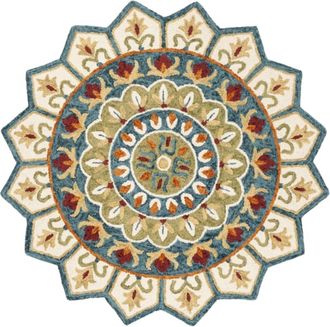 Safavieh Alfombra lana/algod&oacute;n marfil/azul 152 x 152 cm