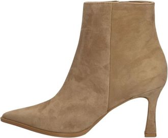 Notre-V Schoenen, Dames, Bruin, 36 EU, Leer, Enkellaarsjes met puntige neus