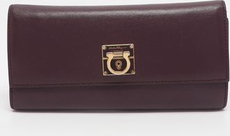 Ferragamo Gancini Purple Leather Continental Wallet
