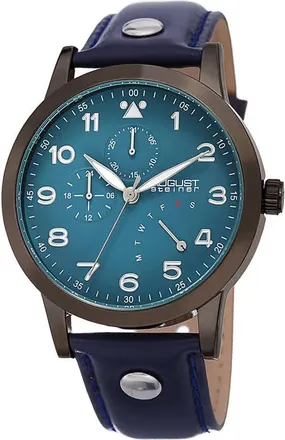 August Steiner Retrograde Blue Dial Blue Leather Mens Watch AS8244GN
