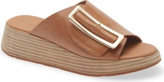 Chocolat Blu Ela Platform Wedge Slide Sandal in Saddle Leather at Nordstrom, Size 8.5