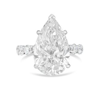 Diana M. Jewels Platinum 6ct lab grown Pear Diamond Pav&eacute; Band Ring