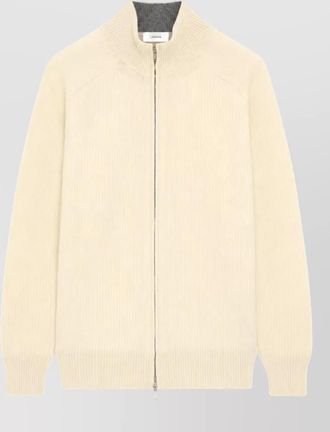 Lardini cashmere wool ribbed zip up cardigan