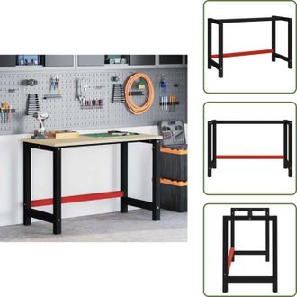 vidaXL The Living Store Telaio per Banco da Lavoro in Metallo 120x57x79 cm Nero e Rosso - Banco da lavoro in metallo
