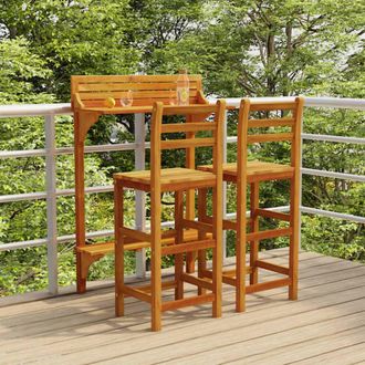 vidaXL Vidaxl - Juego Muebles De Bar De Balc&oacute;n 3 Piezas Madera Maciza De Acacia