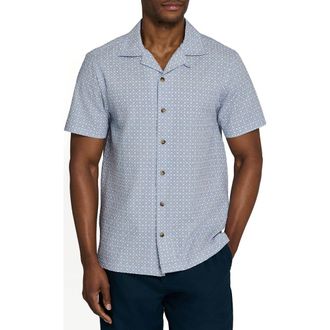 Brooklyn Brigade Diamond Gem Short Sleeve Seersucker Camp Shirt in Grey at Nordstrom, Size Xx-Large