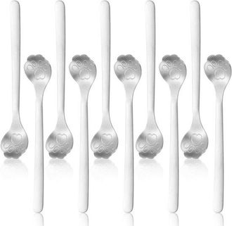 OEM Juego De 10 Cucharas De Caf&eacute; De Acero Inoxidable Con Forma De Gato, Ideales Para Caf&eacute;, Postres Y Batidos