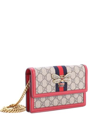 Gucci Queen Margaret Chain Wallet GG Coated Canvas Mini crossbody bag - Rosso