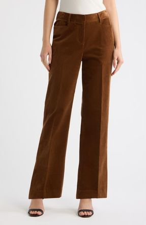Tahari by ASL Corduroy Flare Leg Pants in Luggage at Nordstrom, Size 14