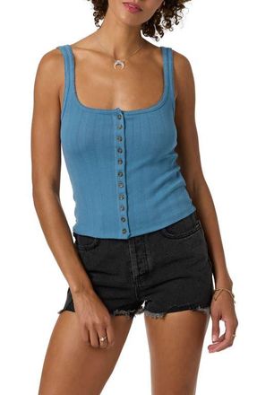 O'Neill Maylee Pointelle Button-Up Tank in Provincial Blue at Nordstrom, Size Xx-Large