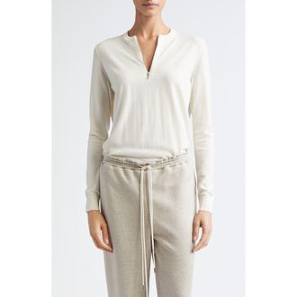 Nellie Partow Mallory Half Zip Sweater in Ivory at Nordstrom, Size X-Small