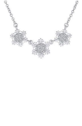 Bling Jewelry Winter Holiday Pavé Cubic Zirconia Snowflake Necklace in Clear at Nordstrom Rack