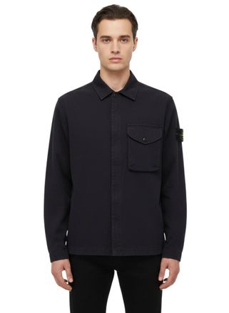 Stone Island Navy Blue Solid Overshirt
