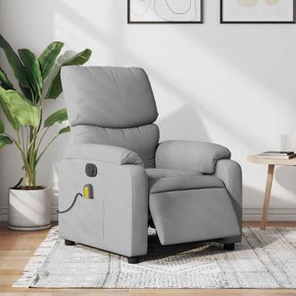 vidaXL Poltrona Reclinabile Massaggio Elettrica Grigio Chiaro Tessuto - Vidaxl