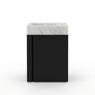 Saniclass Chaci Toiletmeubelset - 40x65cm - 1 deur - 1 kraangat - rechts - fontein natuursteen marmer - mat zwart