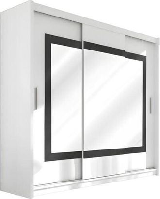 Vente-Unique Vente-unique - Armadio 3 ante scorrevoli con specchio L250 cm - colore: Bianco - autlan