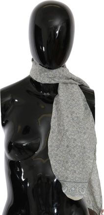 Ermanno Scervino Womens Silk Scarf Floral Print - Light Grey Cotton - One Size