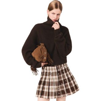 Maje Yak blend roll-neck sweater in Dark Brown at Nordstrom, Size X-Small