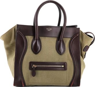 Celine Luggage Bag Canvas and Leather Mini satchel - Groen