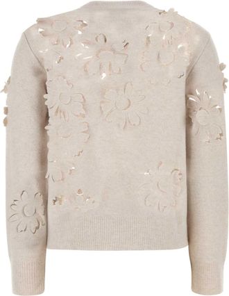 Burberry Womens Cutout Wool Sweater Beige