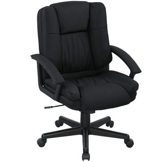 HOMCOM Swivel Executive Office Chair Mid Back Chair w/ Arm - Black | TJ Hughes