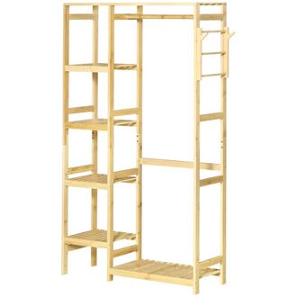 HOMCOM Perchero burro 90x30x155 cm madera natural