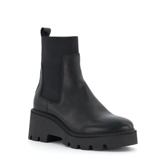 Dune London Womens Ladies Propose - Medium-Wedge Ankle Boots - Black Leather - Size UK 7