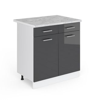 Vicco Mueble Bajo De Cocina R-line, Antracita Alto Brillo, 80 Cm, Et M&aacute;rmol