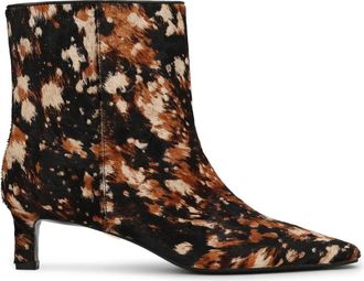 Kazar Laarzen van echt leer met natuurlijke haarafwerking in een uniek design - Dames - Laarzen met Hak - Veelkleurig - 41 EU - Leer - Schoenen