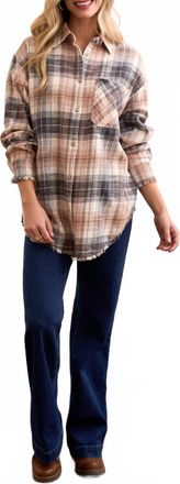 Tribal Plaid With Fringe Hem Shirt In Nordicstone