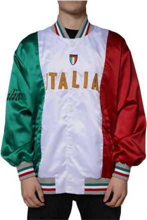 Dolce & Gabbana Italia Button Down Bomber Jacket - Heren - Bomber jackets - Veelkleurig - L - Polyester - Jassen