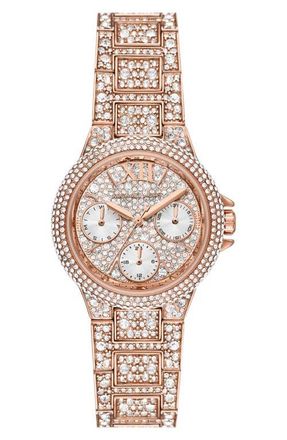 Michael Kors MICHAEL Michael Kors Camille Pavé Multifunction Bracelet Watch, 33mm in Rose Gold at Nordstrom