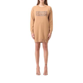 Liu Jo Knitted Dresses, female, Beige, Size: XS Logo Knit Dress