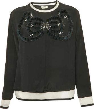 Fendi Verfraaide zijde trui - Zwart