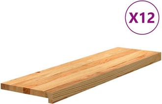 vidaXL Pelda&ntilde;os De Escalera 12 Uds Madera Maciza Roble Marr&oacute;n Claro Vidaxl