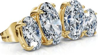 Pompeii3 Certified 3Ct Oval Cut Toi Et Moi Diamond Earrings 14k Gold Lab Grown