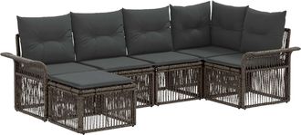 vidaXL Conjunto De Sof&aacute;s De Jard&iacute;n 6 Uds. Gris Rat&aacute;n Sint&eacute;tico Vidaxl