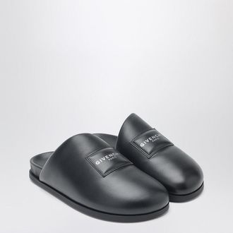 Givenchy Label Flat Mules In Black Nappa Leather