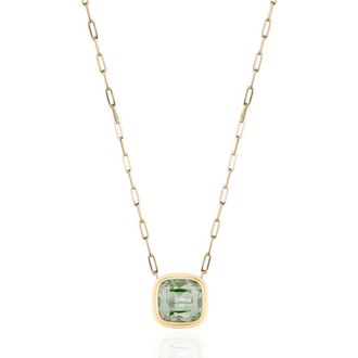 Goshwara Manhattan Cushion Pendant Necklace in Translucent Green at Nordstrom, Size 18