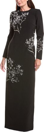 Teri Jon by Rickie Freeman Teri Jon By Rickie Freeman Crepe Floral Pearl Applique Gown