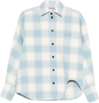 The Attico checked-pattern long-sleeve shirt - women - Cotton/Wool/Elastane/Other fibres - 42 - Blue