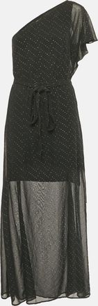 Maje Black Embellished One Shoulder Crepe Maxi Dress