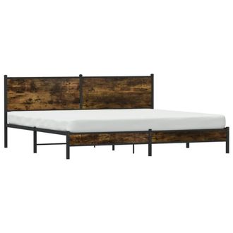 Berkfield Home Metal Bed Frame without Mattress Smoked Oak 200x200 cm in Brown