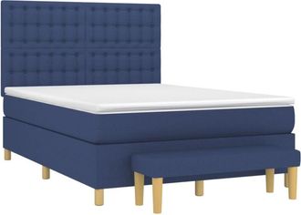 vidaXL Vidaxl - Cama Box Spring Con Colch&oacute;n Tela Azul 140x200 Cm