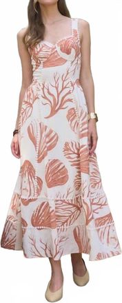 Moon River Seashell Motif Lace Trim Sleeveless Midi Dress In Cream Multi