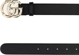 Gucci Womens Bamboo Gg Buckle Calf Leather Belt Black Skin